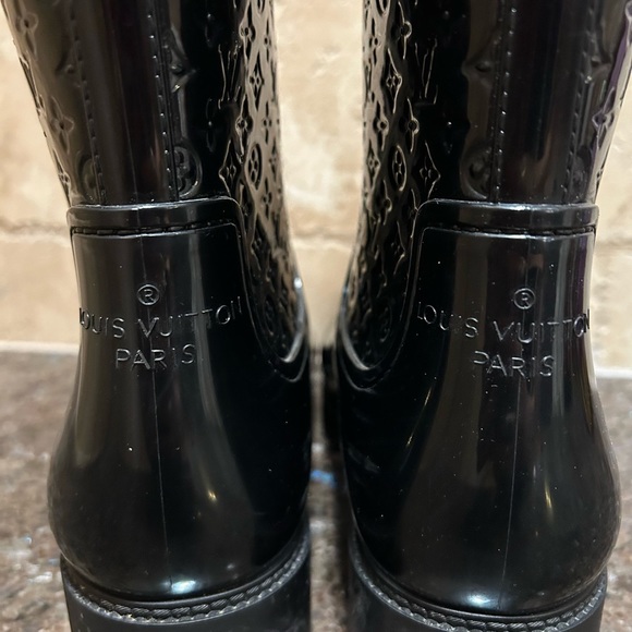 Louis Vuitton Black Monogram Splash Rubber Rain Boots - Picture 6 of 10